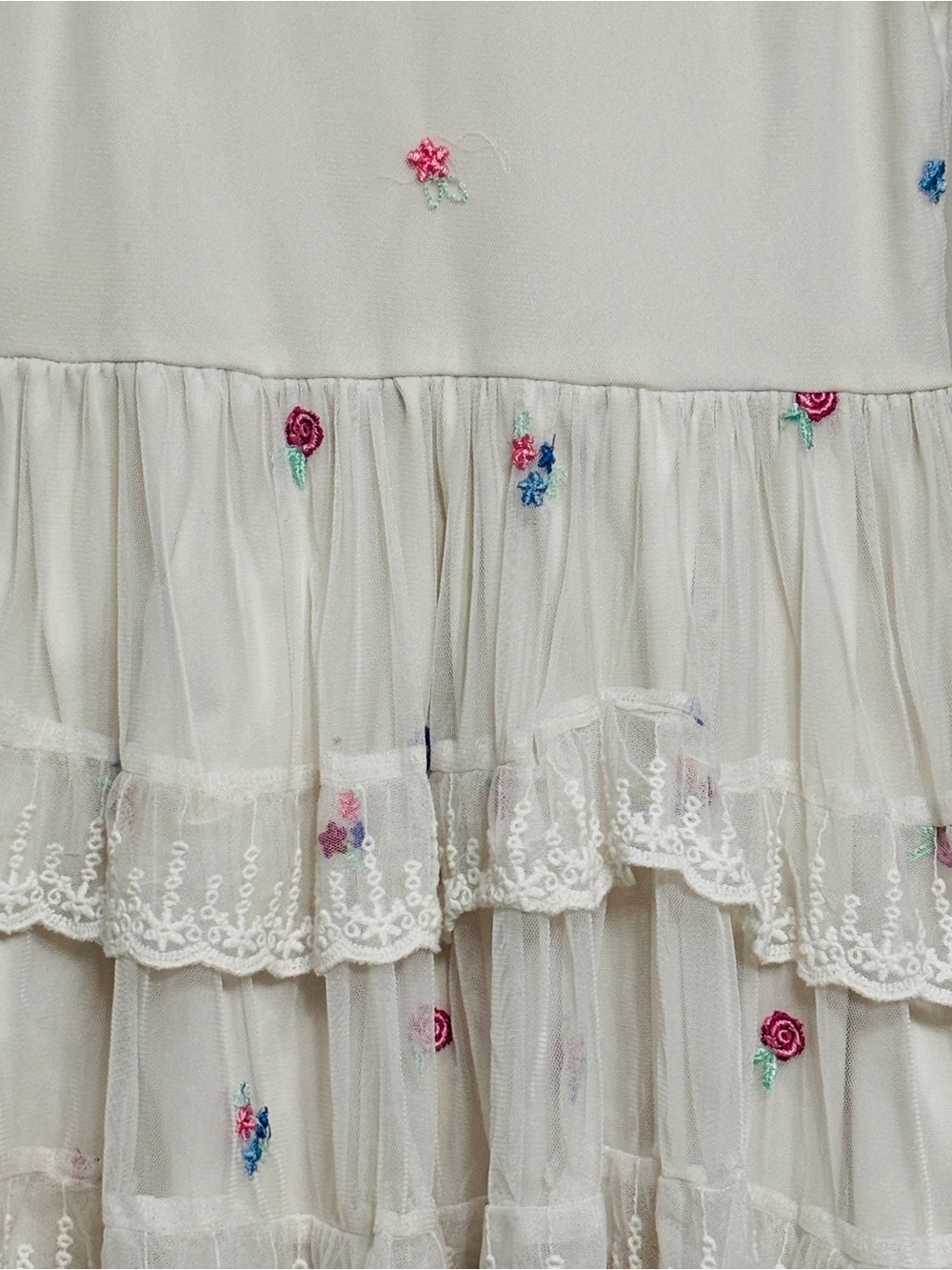 Rare Editions Girls Dress Size 12 Cream Tulle Tiered Lace Cottagecore Whimsical - Picture 8 of 8